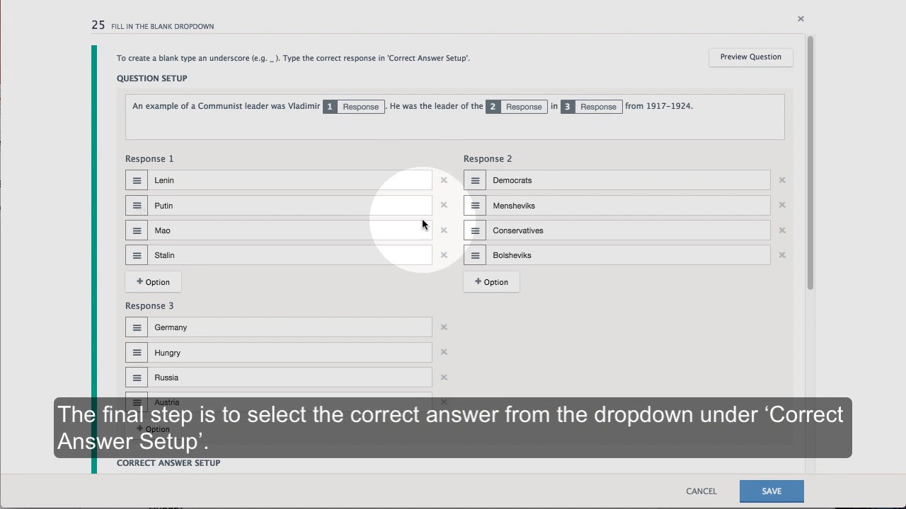 Fill in the Blank - Dropdown Question Setup Thumbnail