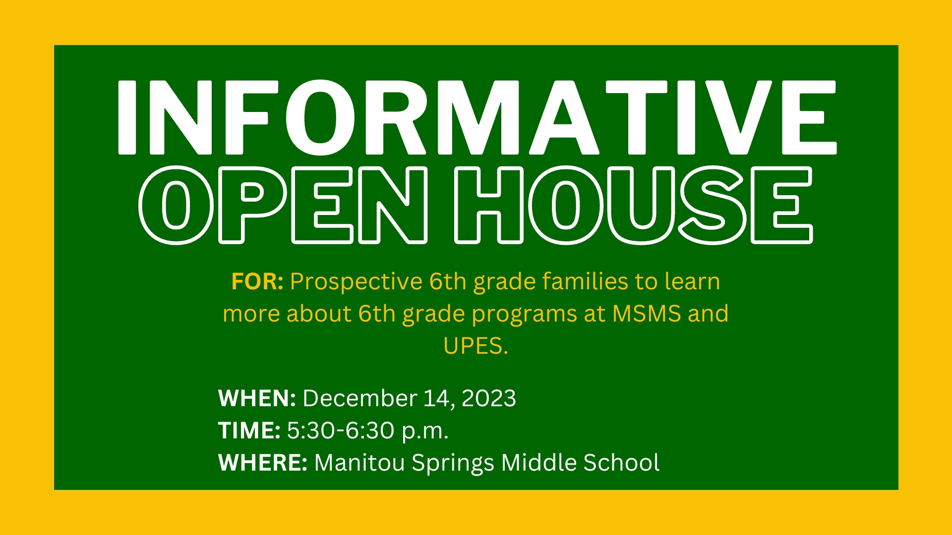 6th Grade Informative Open House 2023