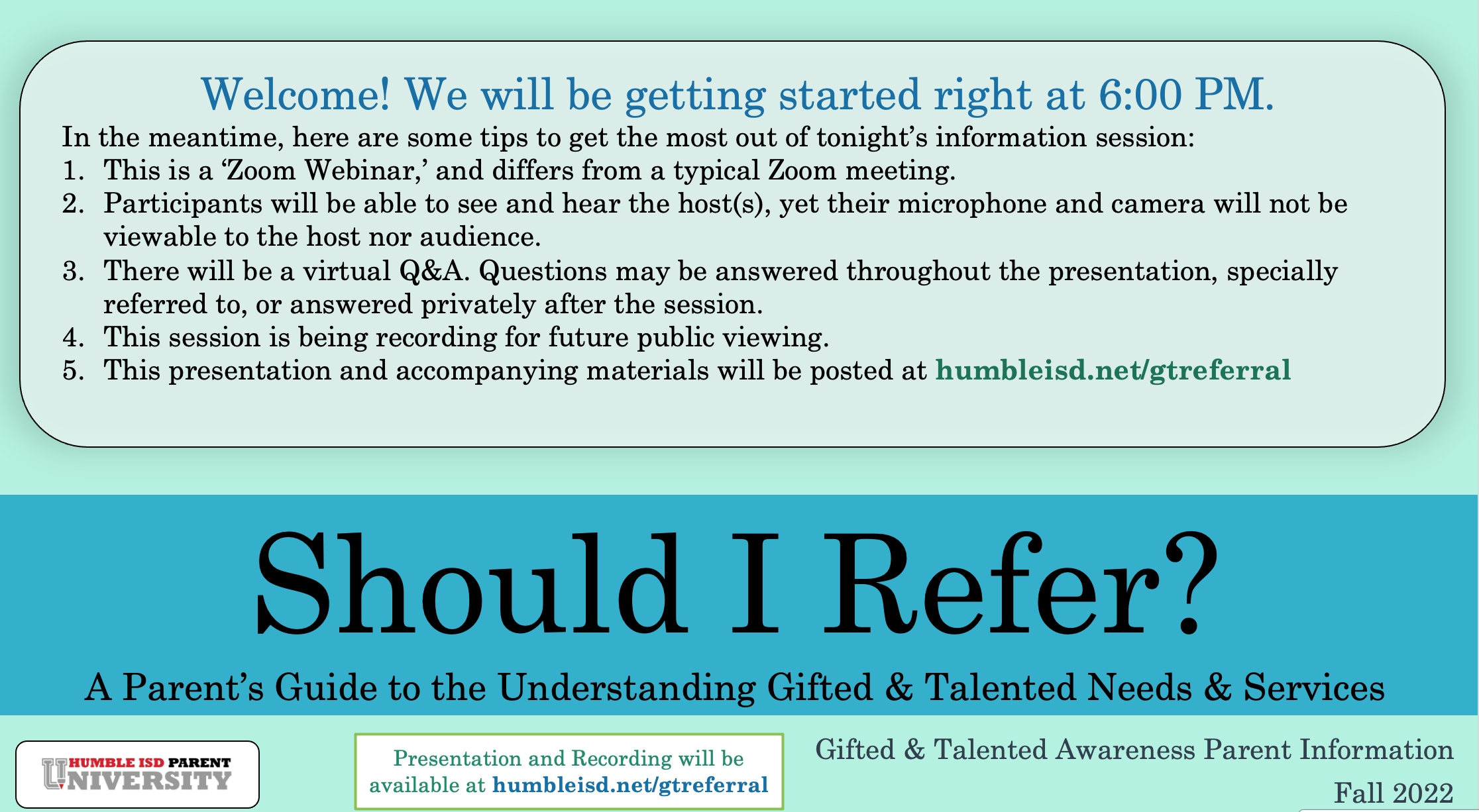 Advanced Learning and Services / Referrals for G/T Services