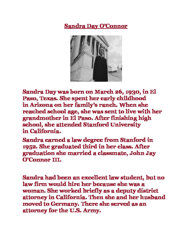 Sandra Day OConnor Fact Sheet Thumbnail