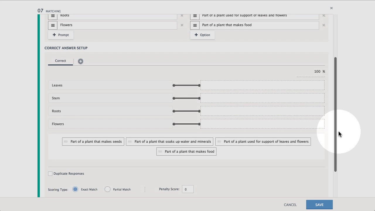 Matching Question Setup Thumbnail