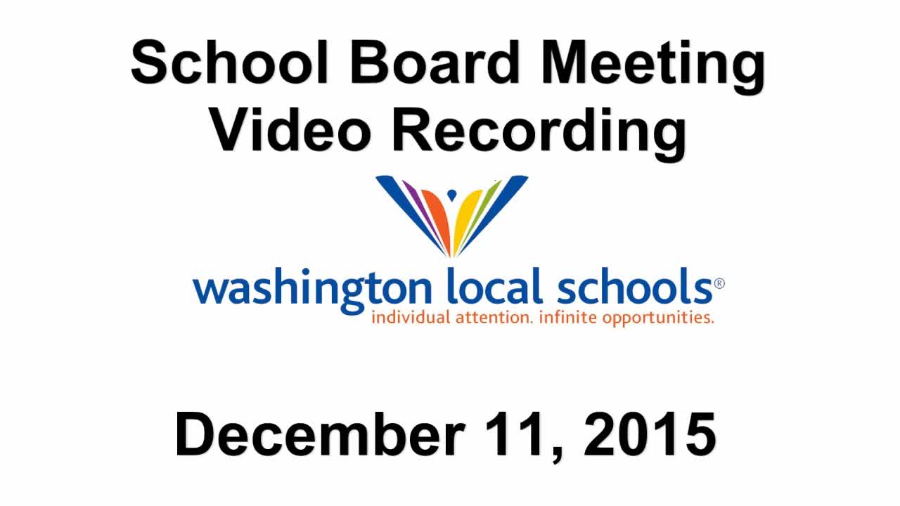 2015-12-11 School Board Meeting Video Thumbnail