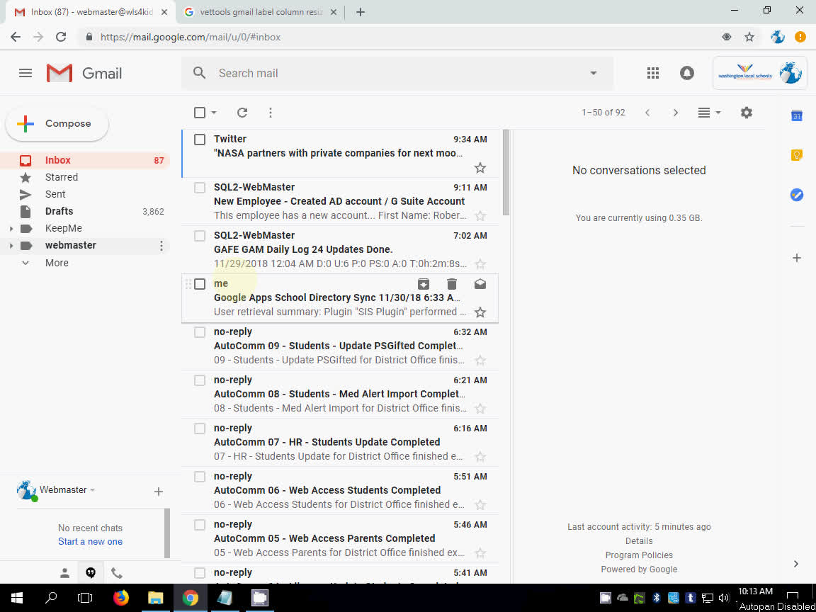 Gmail 117 - Extension to resize label column Thumbnail
